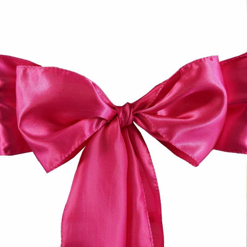 5 Pack Fuchsia Satin Chair Sashes 6″x106″  |   Satin & Taffeta Chair Sashes Fuchsia