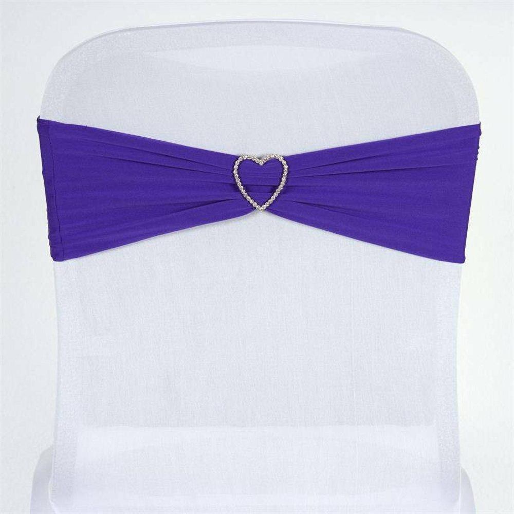 5 Pack Purple Spandex Stretch Chair Sashes Bands Heavy Duty with Two Ply Spandex – 5″x12″  |   Spandex Fitted Chair Sashes Purple