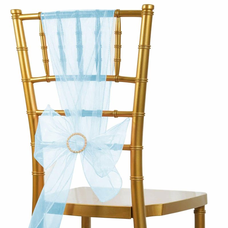 5 Pack Serenity Blue Sheer Organza Chair Sashes 6″x108″  |   Organza & Chiffon Chair Sashes Organza & Chiffon