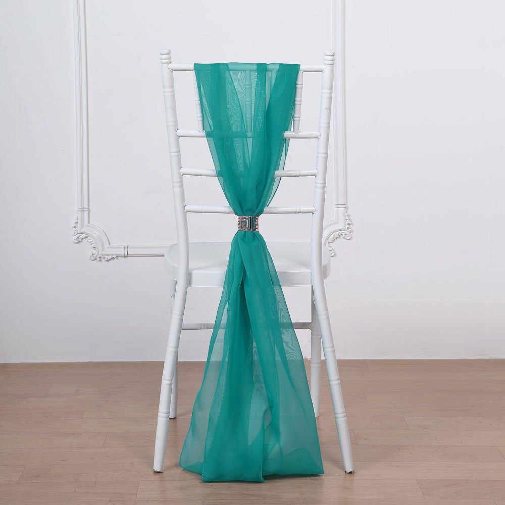 5 Pack Turquoise DIY Premium Designer Chiffon Chair Sashes 22″ x 78″  |   Organza & Chiffon Chair Sashes Organza & Chiffon