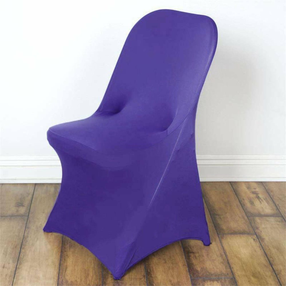 Purple Spandex Stretch Fitted Folding Slip On Chair Cover 160 GSM  |   Spandex Fitted Folding Chair Covers Purple