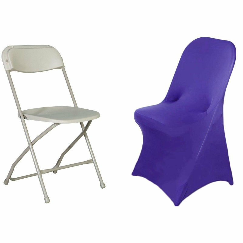 Purple Spandex Stretch Fitted Folding Slip On Chair Cover 160 GSM  |   Spandex Fitted Folding Chair Covers Purple