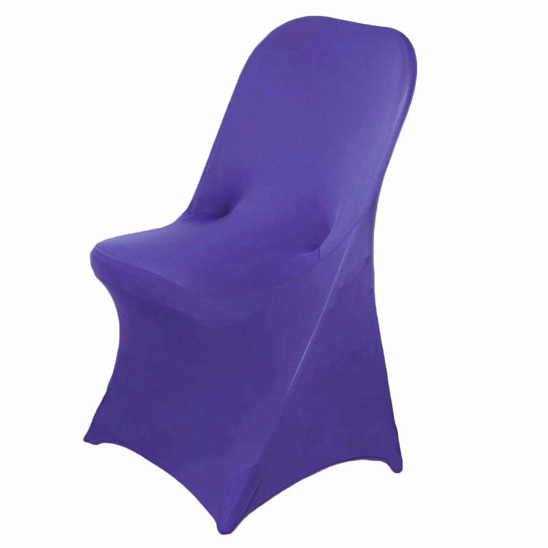 Purple Spandex Stretch Fitted Folding Slip On Chair Cover 160 GSM  |   Spandex Fitted Folding Chair Covers Purple