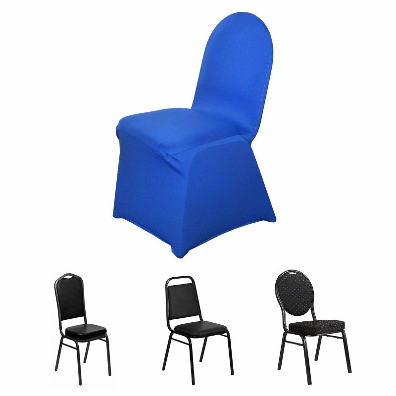 Royal Blue Spandex Stretch Fitted Banquet Slip On Chair Cover 160 GSM  |   Spandex Fitted Royal blue